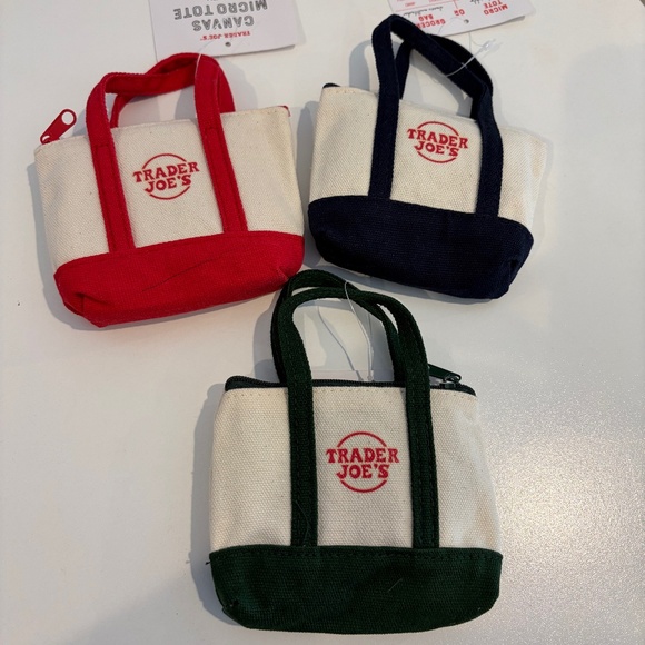 Trader Joe's Canvas Micro Tote with Grocery Bag - 3pc Set NWT - Picture 1 of 3